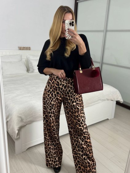 Kalhoty elegantní dámské (S/M/L ONE SIZE) IMM24M11793/DU (Velikost S/M/L, Barva hnědá)