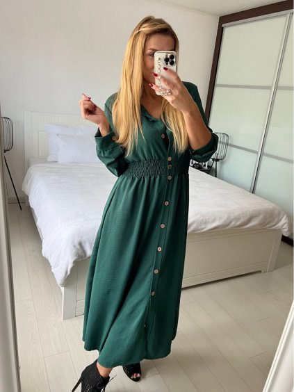 Šaty dlouhé košilové dlouhý rukáv dámské (S/M/L ONE SIZE) ITALSKÁ MÓDA IMWGS24166/DUR