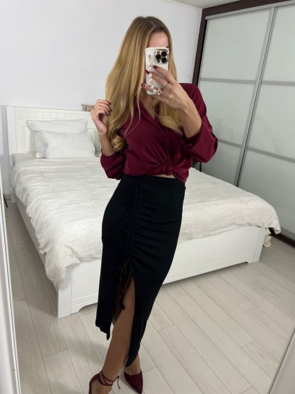 Sukně dlouhá dámská (S/M/L ONE SIZE) ITALSKÁ MÓDA IMWH24026/DUR (Velikost S/M/L, Barva Černá)