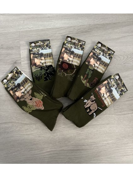 Ponožky teplé pánské myslivecké v balení 5 páru (39-42, 43-46) AURA.VIA AURA24FEV2372/DR (Velikost 39-42, Barva zelená khaki)