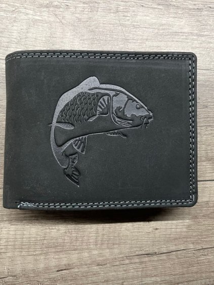 Peněženka kožená Rybářská pánská KUTTI KUT24104-4/DR (Velikost ONE SIZE, Barva Černá)