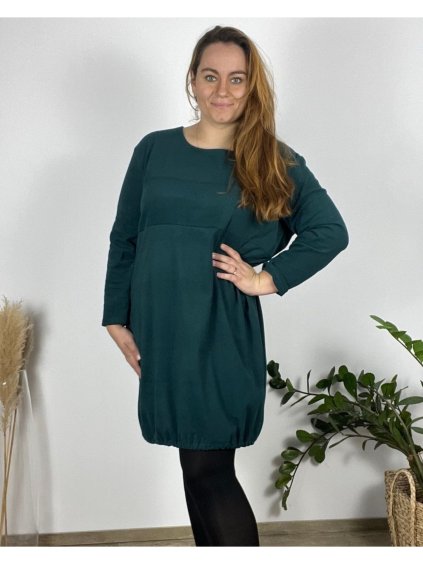 Šaty teplé  dlouhý rukáv dámské nadrozměr (54/56/58 ONE SIZE) ITALSKá MóDA IM424536/DR (Velikost 56/58, Barva Černá)