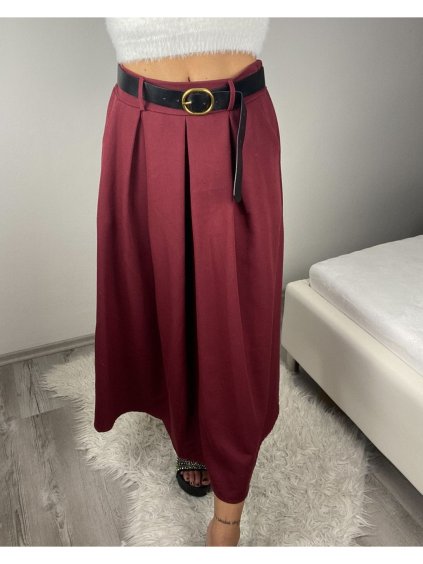 Sukně dlouhá s páskem dámská (S/M/L ONE SIZE) ITALSKÁ MÓDA IMM24M7755-1/DR