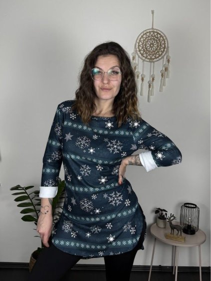 Tunika prodloužená sametová Vánoční dlouhý rukáv dámské (S/M/L ONE SIZE) ITALSKÁ MÓDA IMC2471900 (Velikost S/M/L, Barva bílá)
