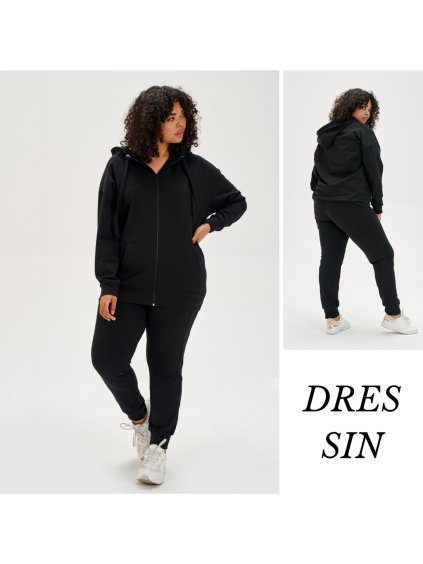 Souprava tepláková mikina s kapucí a tepláky dámská nadrozměr (3XL-4XL-5XL) POSLKÁ MÓDA PMLE22015