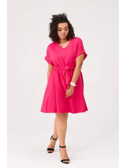 Šaty krátký rukáv dámské nadrozměr (2XL-4XL) POLSKÁ MÓDA PMLE22LORENA