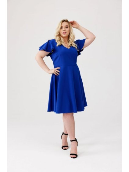 Šaty krátký rukáv dámské nadrozměr (XL-4XL) POLSKÁ MÓDA PMLE22SALMAA
