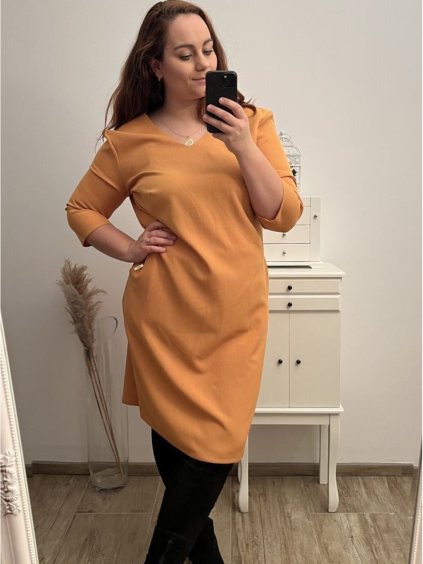 Šaty elegantní krátký rukáv letní dámské (44-46-48-50-52) Polská MÓDA PMLP22DARA