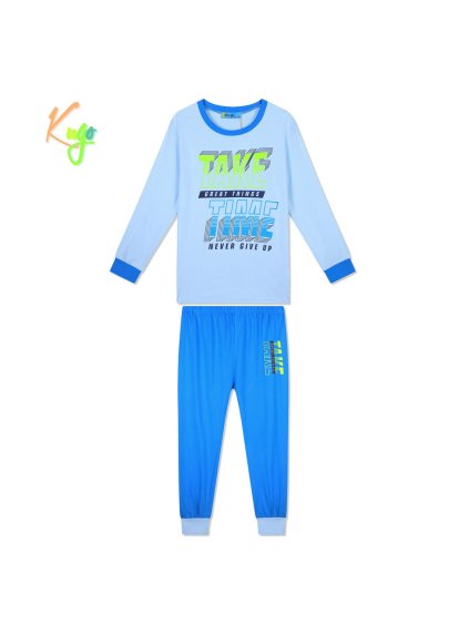 Chlapecké pyžamo Kugo MP-1341Q, modrá světlá/ zelený nápis