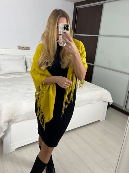 Šála kašmírová dámská (one size 110x110cm) CASHMERE DELFIN DEL23CHZ-104/DU (Velikost ONE SIZE, Barva Černá)