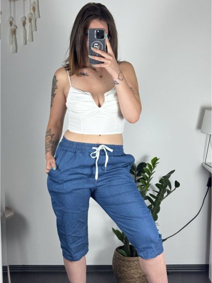 Kraťasy šortky dámské (M/L ONE SIZE) ITALSKÁ MÓDA IM424BARBARA/DUR (Velikost M/L, Barva modrá)