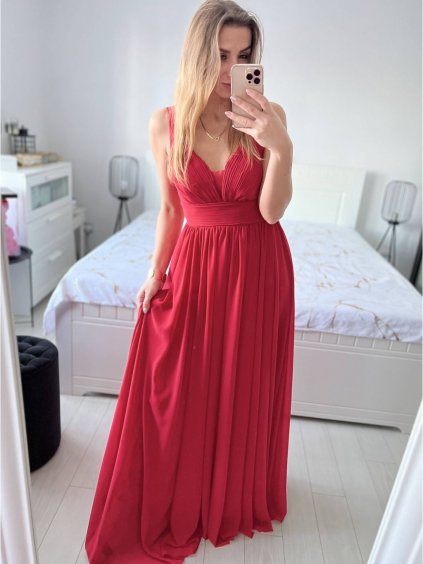 Šaty dlouhé elegantní společenské na ramínka dámské  (M/L ONE SIZE) ITALSKá MóDA IM42380566
