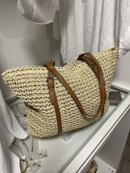 Kabelka boho letní dámska (46cm X 37cm) Versoli VER24TOR-PA-4 (Velikost ONE SIZE, Barva hnědá světlá)