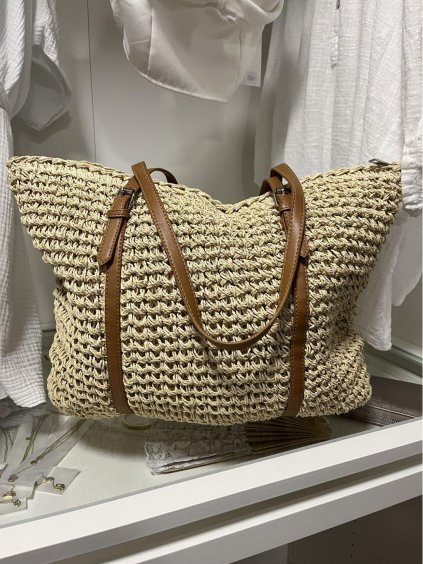 Kabelka boho letní dámska (46cm X 37cm) Versoli VER24TOR-PA-4 (Velikost ONE SIZE, Barva hnědá světlá)
