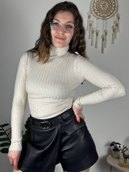 Rolák dlouhý rukáv dámský (uni s-m) ITALSKá MODA IM919JM-5809/DUR (Velikost S/M, Barva béžová smetanová)