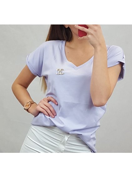 Tričko krátký rukáv se sponou dámské (uni s/m) TURECKÁ MODA IMT20137/DR (Velikost S/M/L, Barva žlutá)