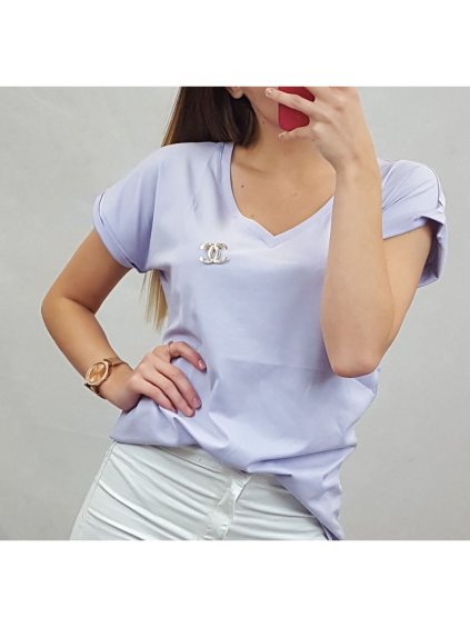 Tričko krátký rukáv se sponou dámské (uni s/m) TURECKÁ MODA IMT20137/DR (Velikost S/M/L, Barva žlutá)