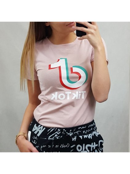 Tričko krátký rukáv dámské tik tok (uni s/l) ITALSKá MóDA IM420851/DR (Velikost S/M/L, Barva bílá)