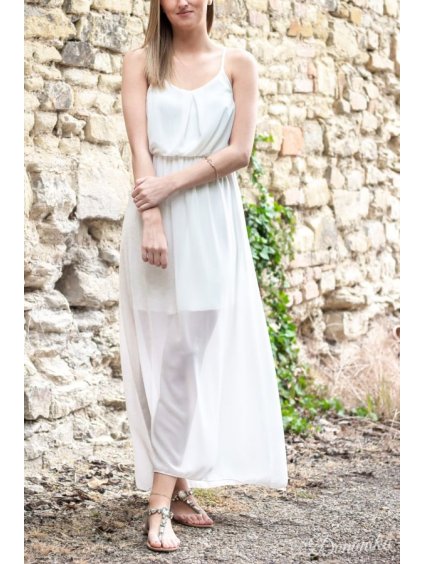 Šaty dlouhé letní šifonové na ramínka dámské (S/M ONE SIZE) ITALSKÁ MÓDA IM421913/DR (Velikost S/M/L, Barva modrá královská)