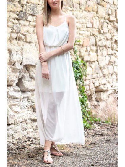Šaty dlouhé letní šifonové na ramínka dámské (S/M ONE SIZE) ITALSKÁ MÓDA IM421913/DR (Velikost S/M/L, Barva modrá královská)