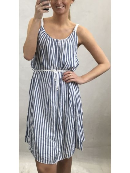 Šaty letní na ramínka dámské proužek (uni s/m) ITALSKá MóDA IM420478/DR (Velikost S/M/L, Barva bílá)
