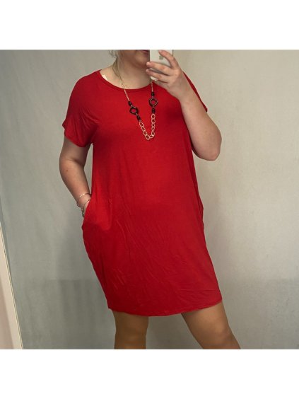 Šaty letní krátký rukáv s přívěskem dámské (XL/2XL ONE SIZE) ITALSKÁ MÓDA IM2212210/DR (Velikost XL/2XL, Barva Černá)