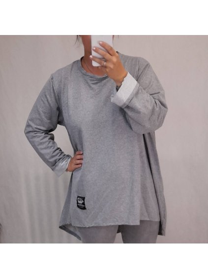 Tunika prodloužená dlouhý rukáv dámská (L/3XL ONE SIZE) ITALSKá MóDA IM4212161/DR (Velikost 2XL/3XL, Barva Černá)