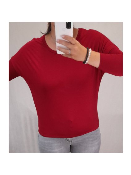 Tričko dlouhý rukáv dámské (L/XL ONE SIZE) ITALSKá MóDA IM321PELLE/DR (Velikost S/M/L, Barva vínová)