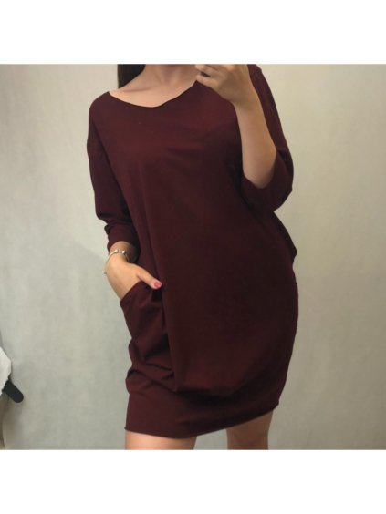 Šaty klasik dlouhý rukáv dámské (XL/XXL ONE SIZE) ITALSKá MóDA IMM21410/DR