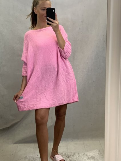 Šaty pletené svetrové dlouhý rukáv dámské oversize (L/XL) ITALSKÁ MÓDA IMC21662/DR (Velikost S/M/L, Barva Černá)
