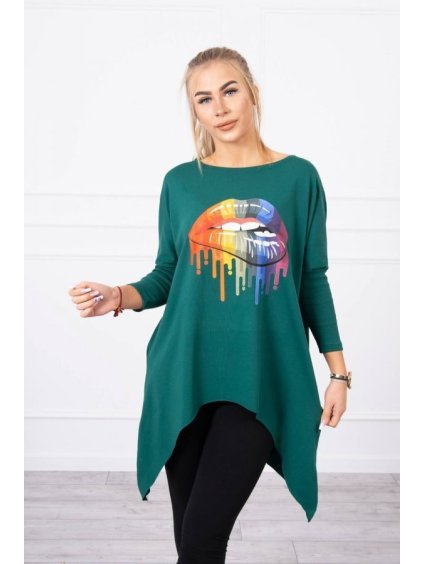 Tunika dlouhý rukáv dámská nadrozměrná (2XL/3XL ONE SIZE) ITALSKÁ MÓDA KSI-9006/DR (Velikost 2XL/3XL, Barva červená)