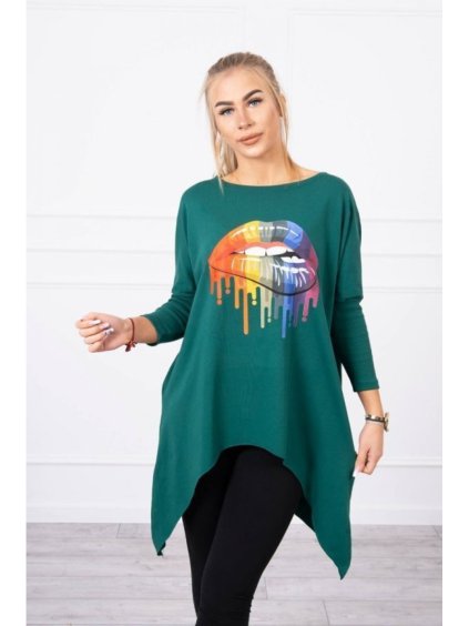 Tunika dlouhý rukáv dámská nadrozměrná (2XL/3XL ONE SIZE) ITALSKÁ MÓDA KSI-9006/DR (Velikost 2XL/3XL, Barva červená)