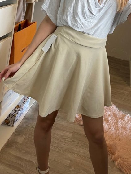 Sukně mini letní dámská (S/M ONE SIZE) ITALSKÁ MÓDA IMD201983/DR (Velikost S/M/L, Barva béžová)