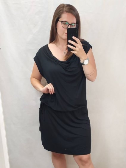Šaty letní bez rukávu s vodou sportovní dámské (XL/2XL ONE SIZE) ITALSKá MóDA IM422383/DR (Barva Černá)