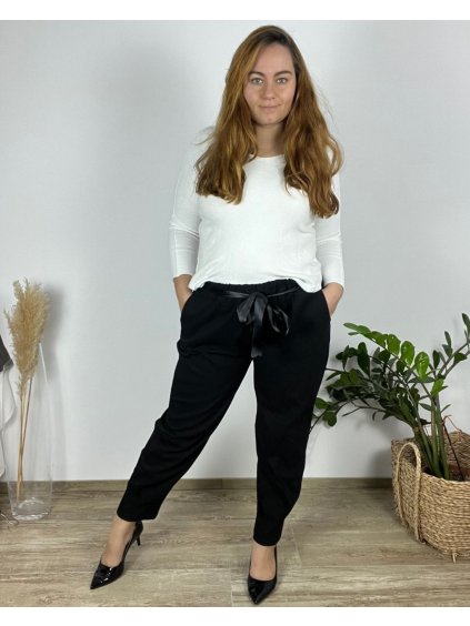 Kalhoty dlouhé dámské nadrozměr (50/52/54 ONE SIZE) ITALSKÁ MÓDA IMWQ24148B/DUR (Velikost 52/54, Barva Černá)