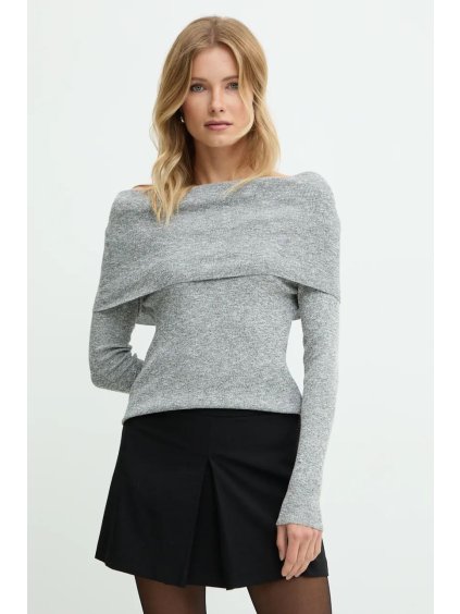 Svetr úpletový s rolákem dlouhý rukáv dámský (S/M ONE SIZE) POLSKÁ MÓDA IMLAZ24PL4957/DUR (Velikost S/M, Barva šedá)