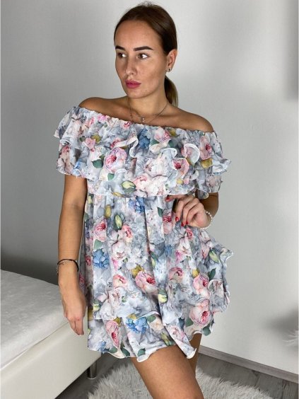 Šaty carmen přes ramena letní  dámské (S/M ONE SIZE) ITALSKÁ MÓDA IMM24M5076-1/DR