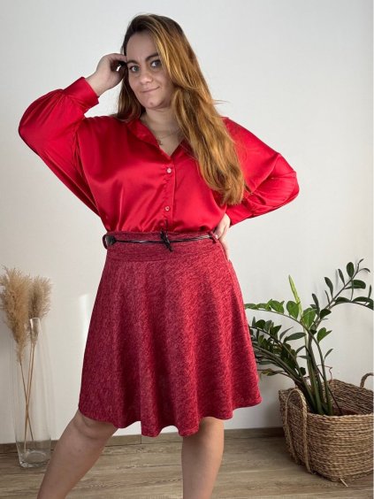 Sukně teplá s páskem dlouhá dámská (S/M/L ONE SIZE) ITALSKÁ MÓDA IM725GABRIELA/DR (Velikost M/L, Barva vínová)