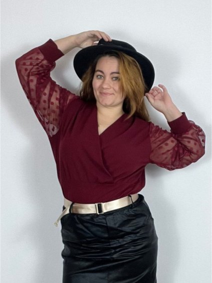 Body dlouhý rukáv dámské nadrozměr (48/50/52 ONE SIZE) ITALSKÁ MÓDA IMWT24BELLA/DR (Velikost 50/52, Barva tmavě smaragdová)