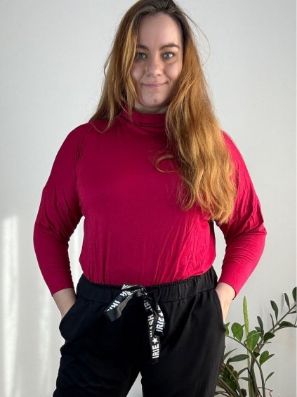 Tričko s rolákem dlouhý rukáv dámské nadrozměr (54/56/58)ONE SIZE) ITALSKÁ MÓDA IM524006/DR