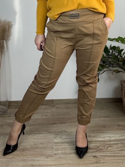 Kalhoty elegantní dámské nadrozměr (50/52/54 ONE SIZE) ITALSKÁ MÓDA IM424EVELINA/DUR (Velikost 50/52, Barva Černá)