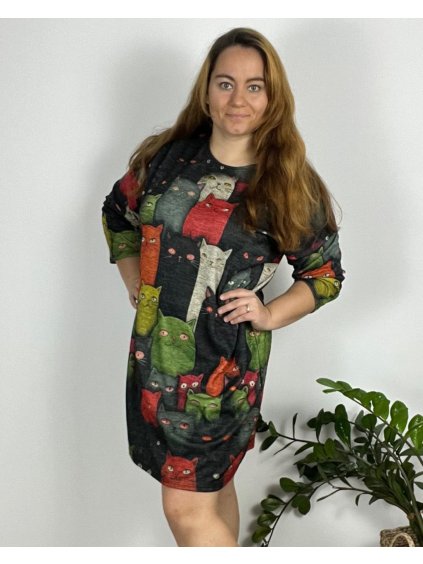 Šaty volnočasové dlouhý rukáv dámské nadrozměr (54/56/58 ONE SIZE) ITALSKÁ MÓDA IMSM24CHARA-1/DUR (Velikost 56/58, Barva šedá)