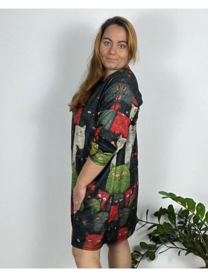 Šaty volnočasové dlouhý rukáv dámské nadrozměr (54/56/58 ONE SIZE) ITALSKÁ MÓDA IMSM24CHARA-1/DUR (Velikost 56/58, Barva šedá)