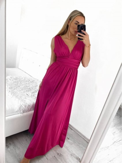 Šaty společenské dlouhé bez rukávu dámské (S/M/L ONE SIZE) ITALSKÁ MÓDA IMS235192/DUR
