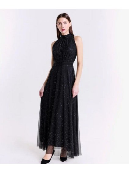 Šaty společenské elegantní třpytivé bez rukávu dámské KEYLA (S/M/L ONE SIZE) ITALSKÁ MÓDA IMPSH2520037/DR (Velikost S/M/L, Barva Černá)