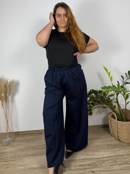 Kalhoty dlouhé dámské nadrozměr (54/56/58 ONE SIZE) ITALSKá MóDA IM425HANNAH/DR (Velikost 56/58, Barva Černá)