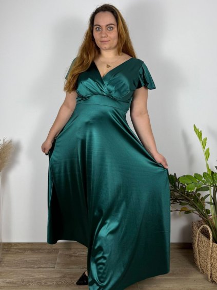 Šaty dlouhé společenské krátký rukáv dámské (42/44/46 ONE SIZE) ITALSKÁ MÓDA IMPSH246540XL/DUR (Velikost 42/44/46, Barva Černá)