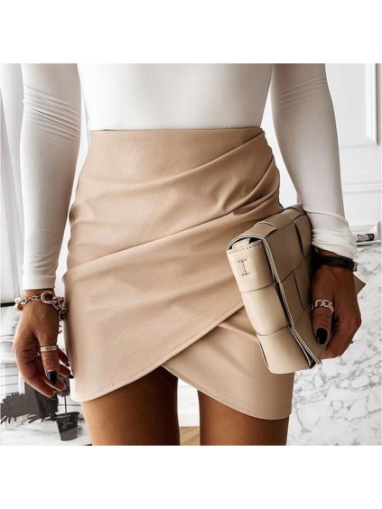 Sukně krátká dámská (S-L SIZE) ITALSKÁ MÓDA IMPLP2325570055 (Velikost S, Barva béžová)