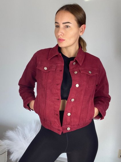 Bunda riflová jeans dámská (S-2XL) MOON GIRL SUN24KS218-15/DUR (Velikost S, Barva vínová bordo)