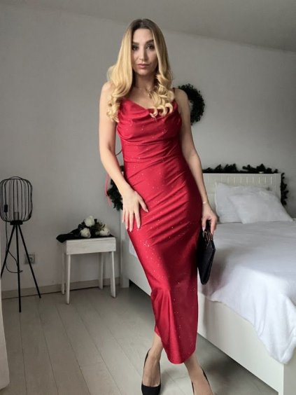 Šaty dlouhé elegantní společenské třpytivé na ramínka dámské (S/M/L ONE SIZE) ITALSKÁ MÓDA IMPSH2593328 (Velikost S/M/L, Barva Černá)
